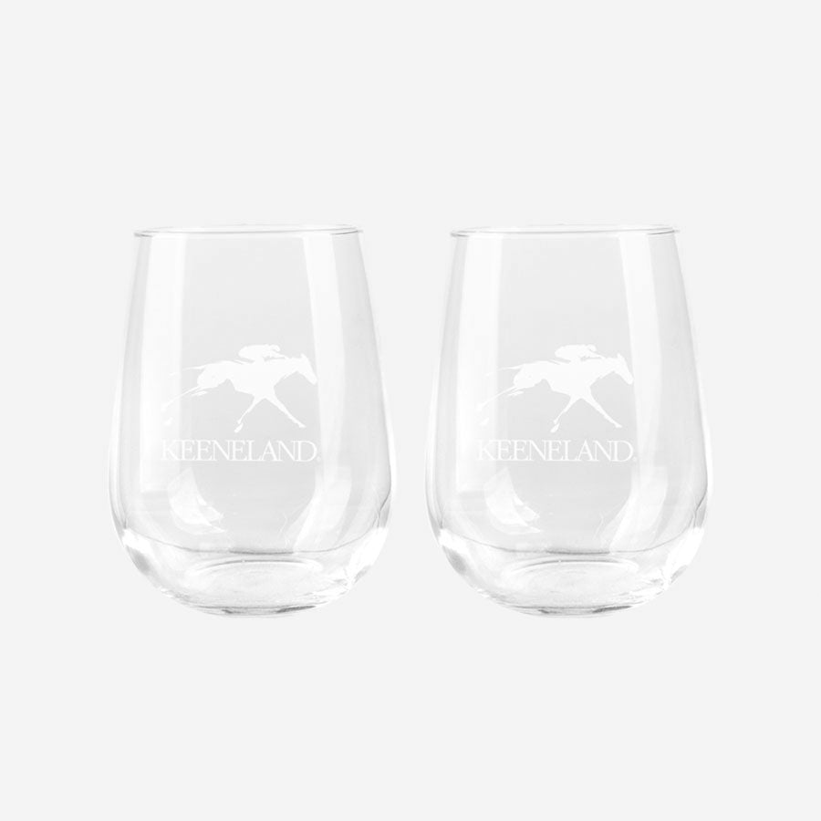Keeneland Logo Stemless Wine Glass Set