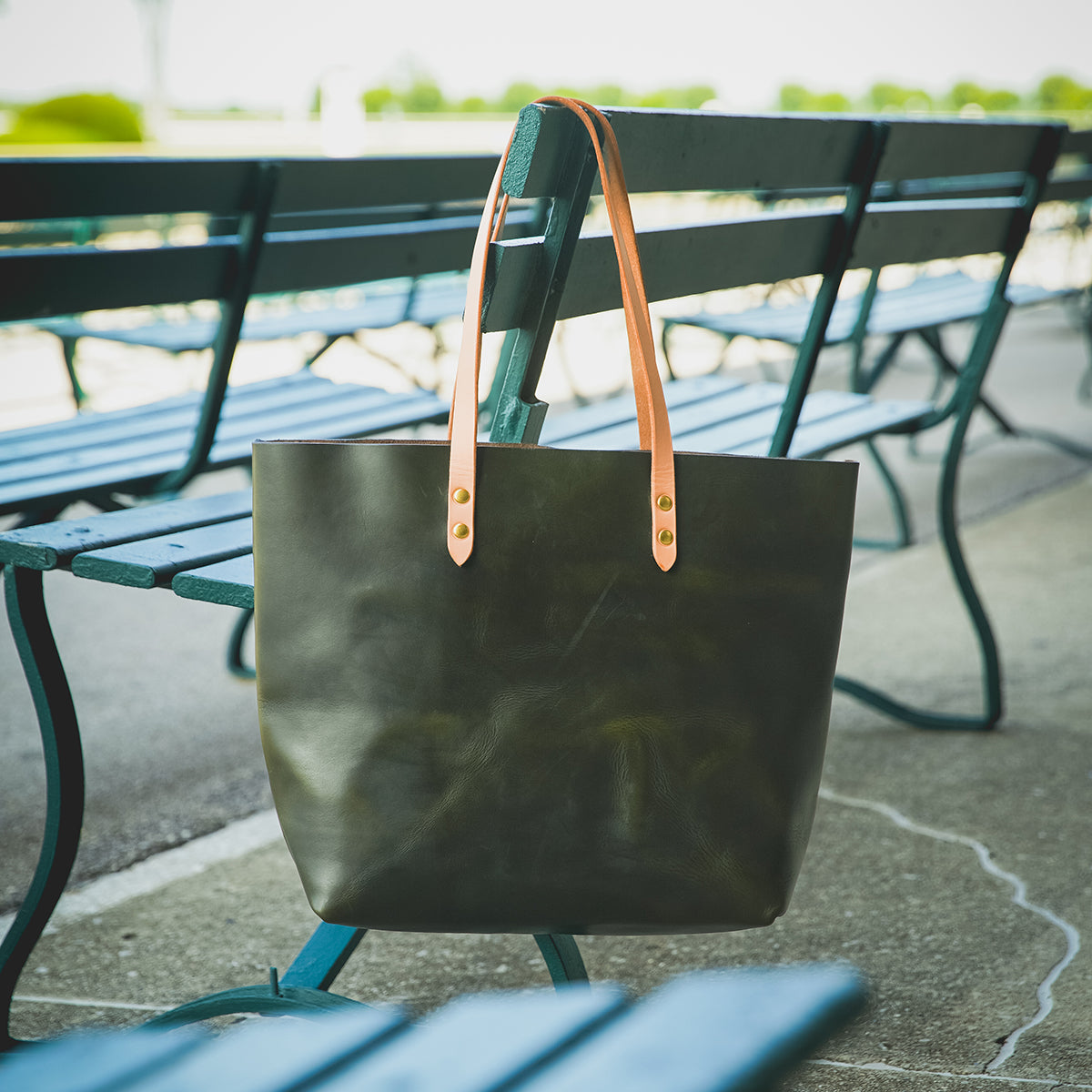 Clayton Crume Women s Green Leather Tote The Keeneland Shop