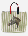 House Of Henry Keeneland Horse Head Stripe Large Lenny Tote