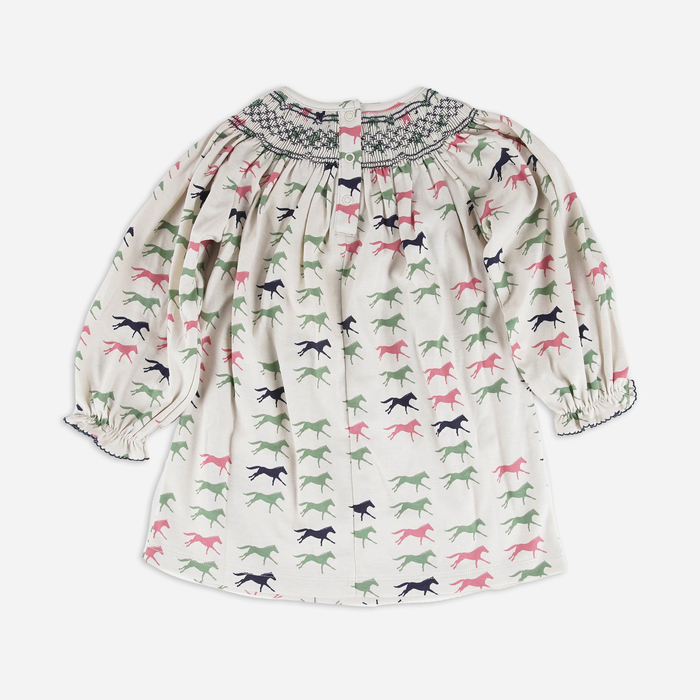 Beaufort Bonnet Keeneland Horsin' Around Sandy Smocked Dress