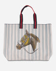 House Of Henry Keeneland Horse Head Stripe Large Lenny Tote
