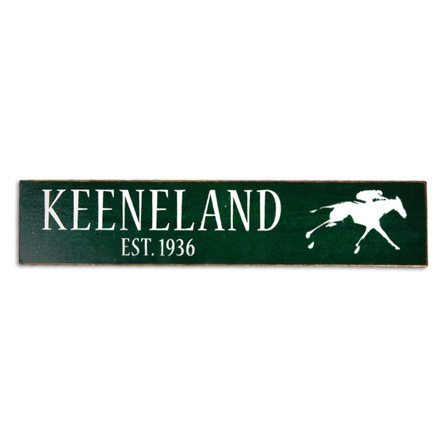 Keeneland Green Rectangle Wooden Sign