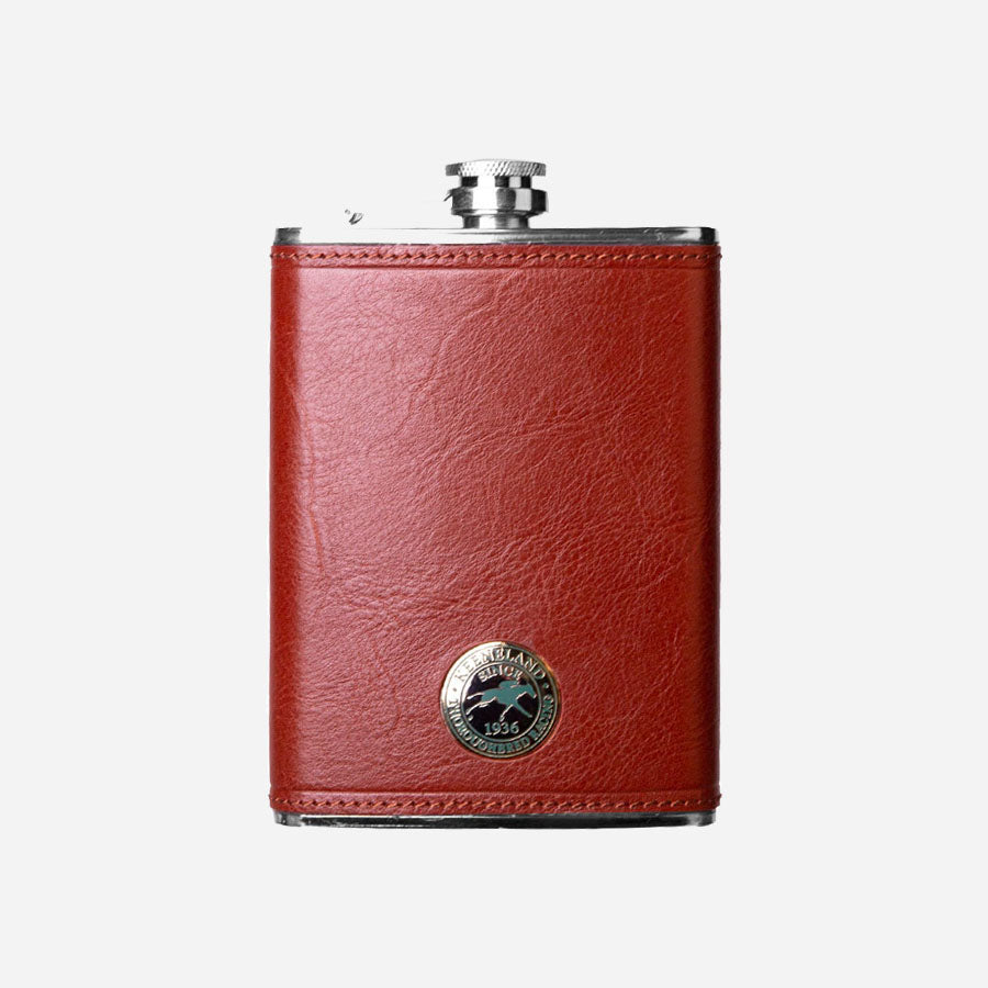 Keeneland Cloisonne Leather Flask