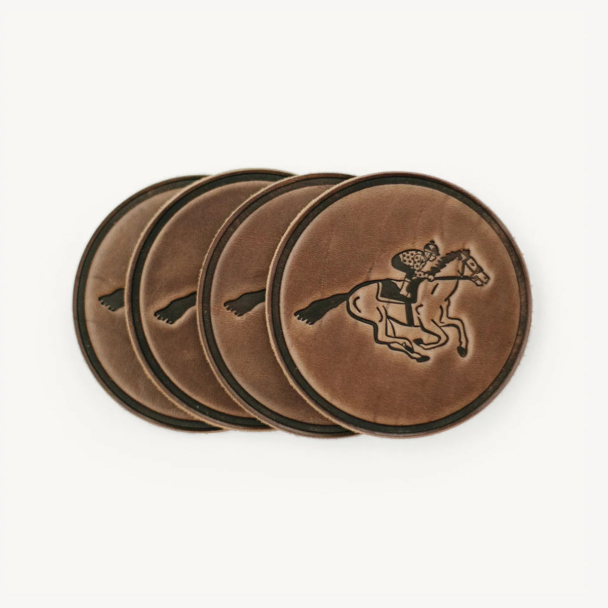 Clayton & Crume Keeneland 4-Pack Leather Coasters