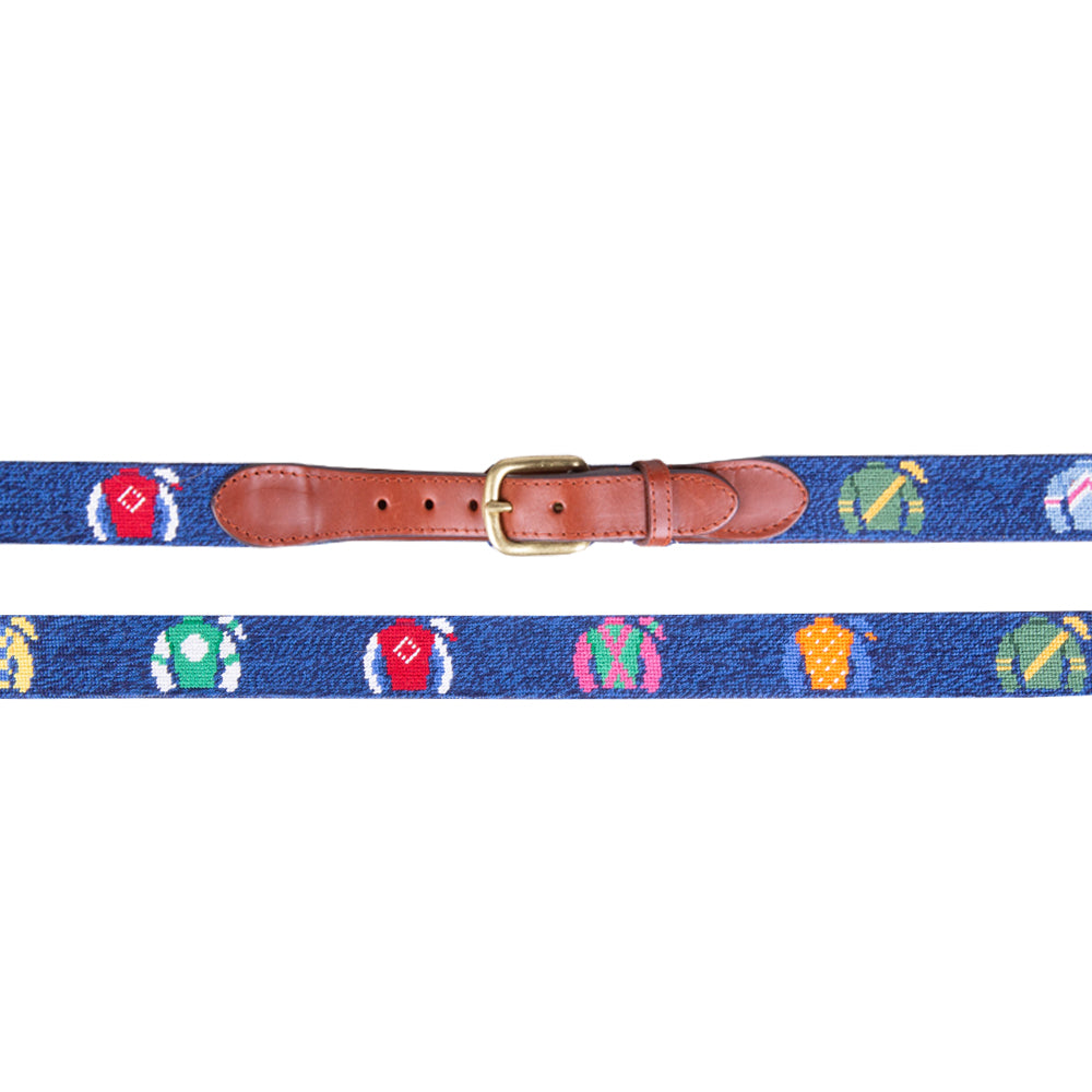 Smathers &amp; Branson Keeneland Men&#39;s Jockey Silks Needlepoint Belt