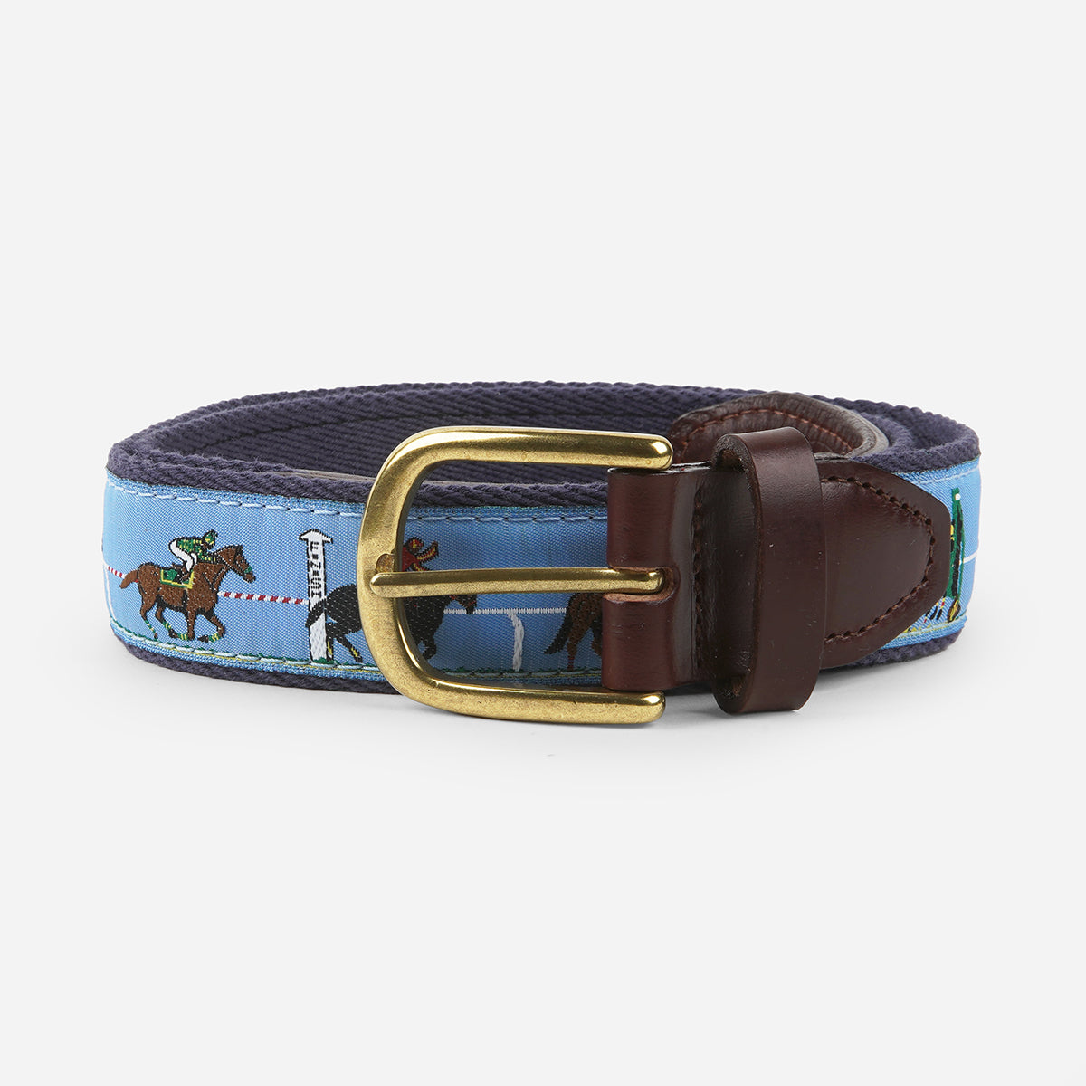 Men's Horse Race Scene Ribbon Belt
