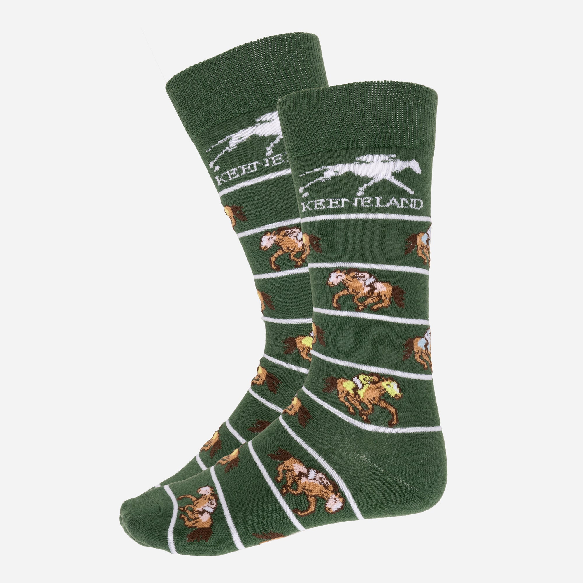 Keeneland Horse and Jockey Stripe Socks
