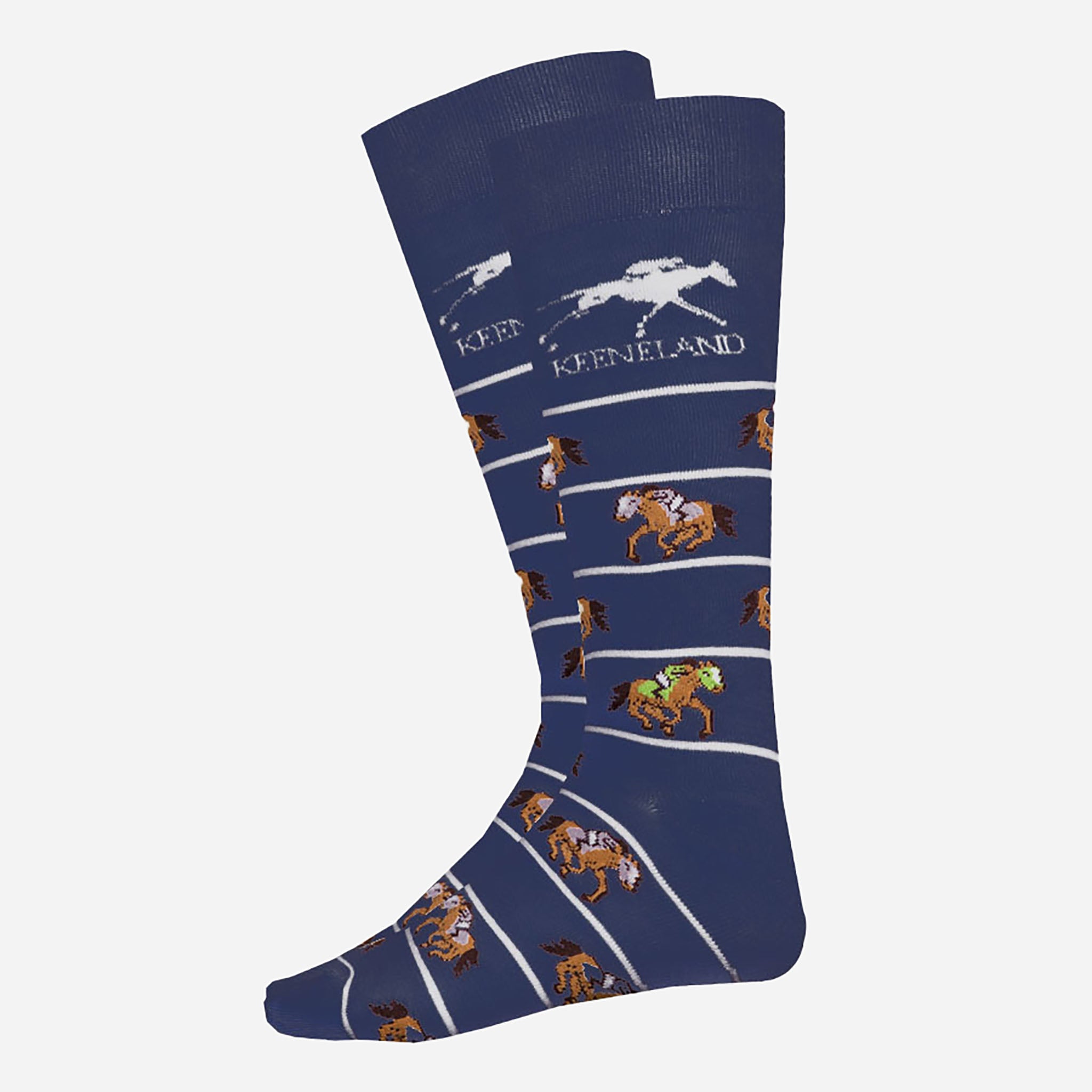 Keeneland Horse and Jockey Stripe Socks