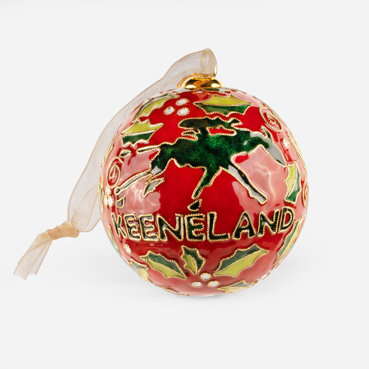 Kitty Keller Keeneland Holly Red Ornament