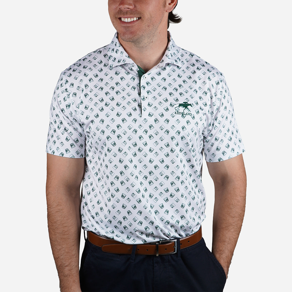 Horn Legend Keeneland Men's Whiskey Glass Polo