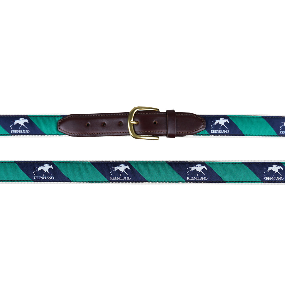 Keeneland Men&#39;s Stacked Logo Navy Ribbon Belt