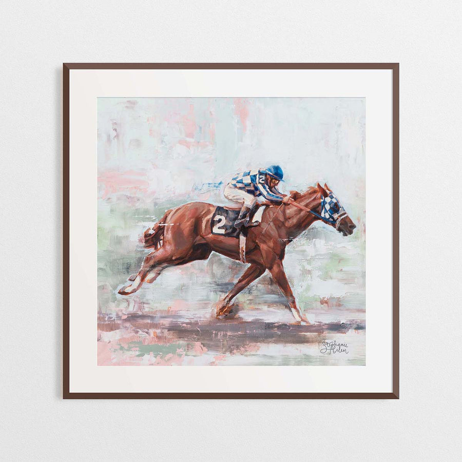 Stephanie Hilen Art Secretariat At The Belmont 8x8 Print