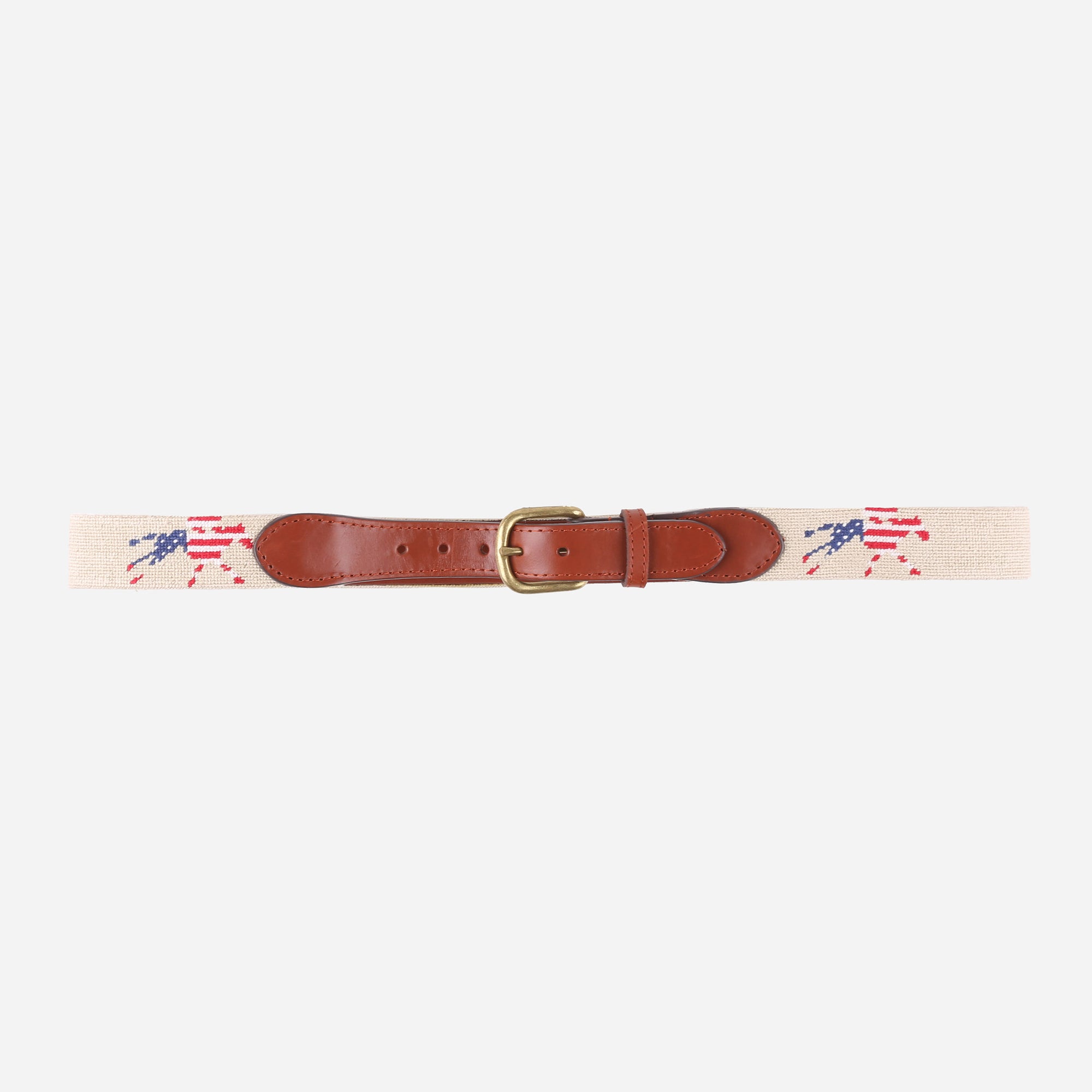 Smathers &amp; Branson Keeneland Men's Flag Needlepoint Belt