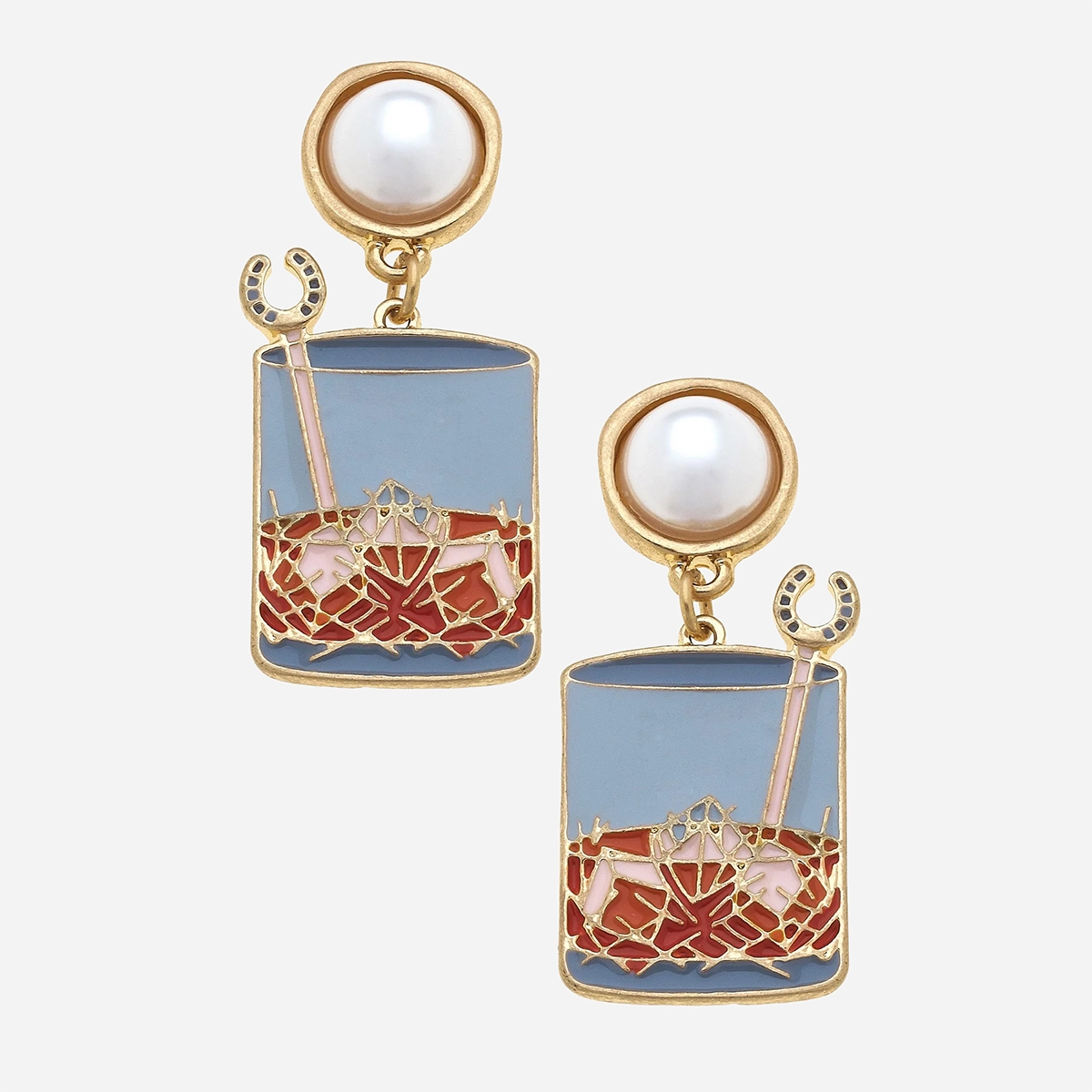 Canvas Style Bourbon On The Rocks Pearl Drop Earrings
