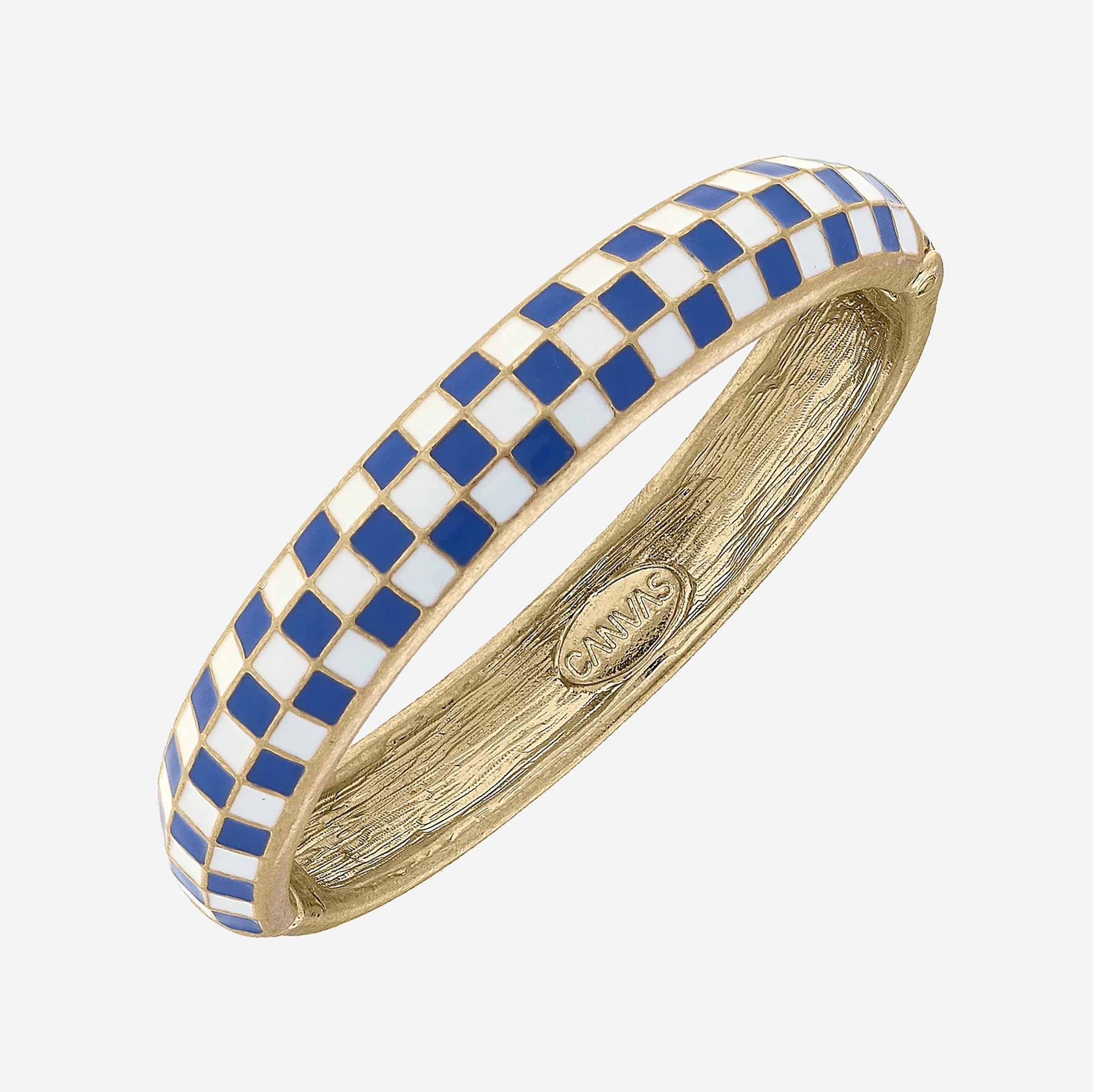 Canvas Style Bluebell Sculpted Enamel Hinge Bangle