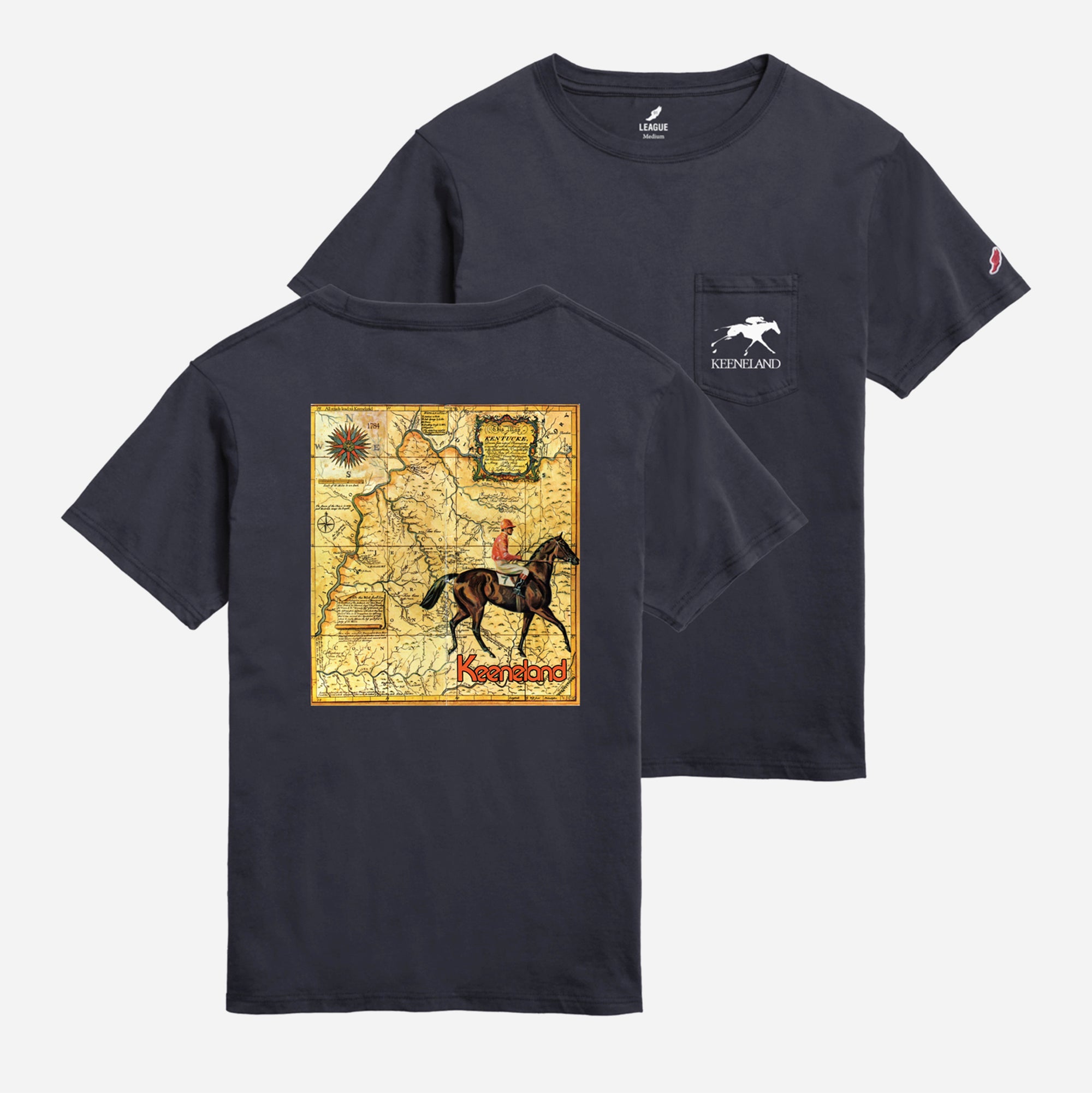 League Keeneland Vintage Map Pocket Tee