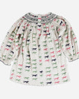 Beaufort Bonnet Keeneland Horsin' Around Sandy Smocked Dress