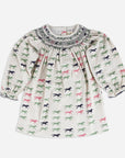 Beaufort Bonnet Keeneland Horsin' Around Sandy Smocked Dress