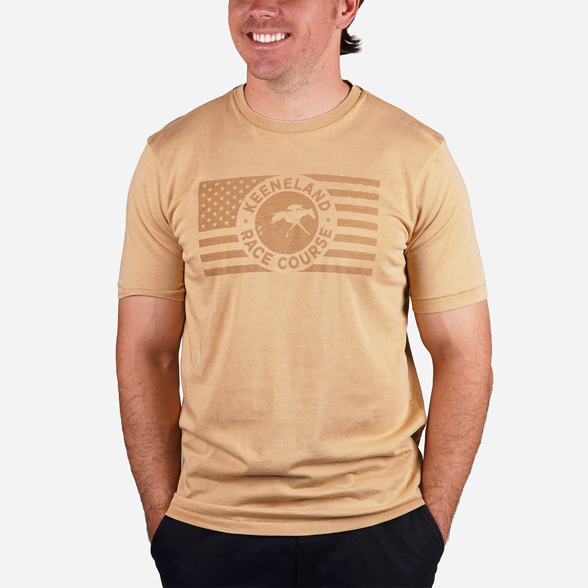 Camp David Keeneland Tonal US Flag Tee WHEAT / XL