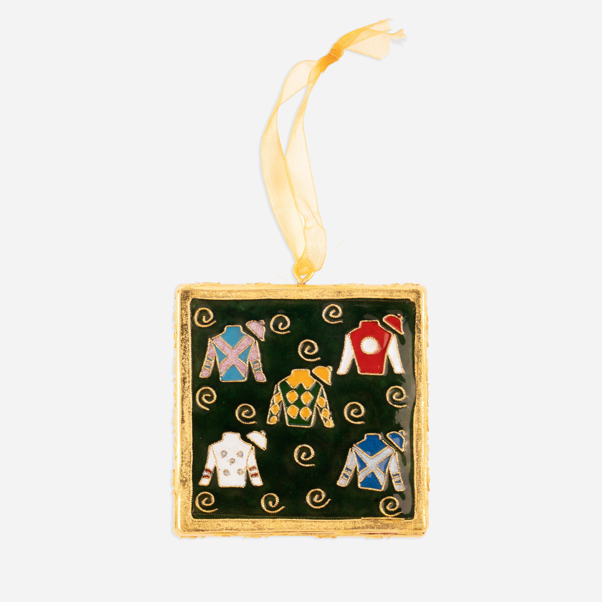 Kitty Keller Keeneland Jockey Silks Square Ornament