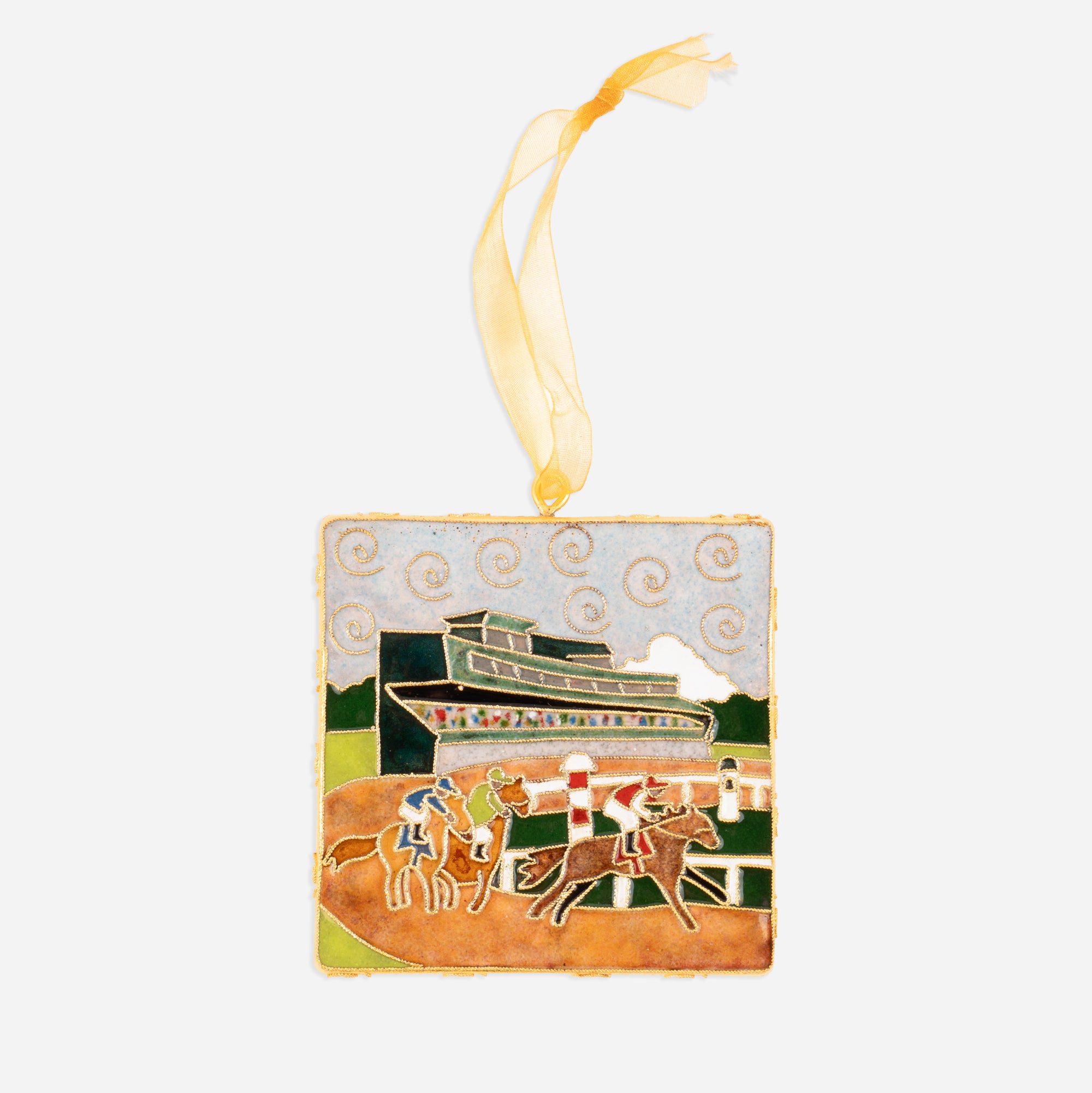 Kitty Keller Keeneland First Turn Square Ornament