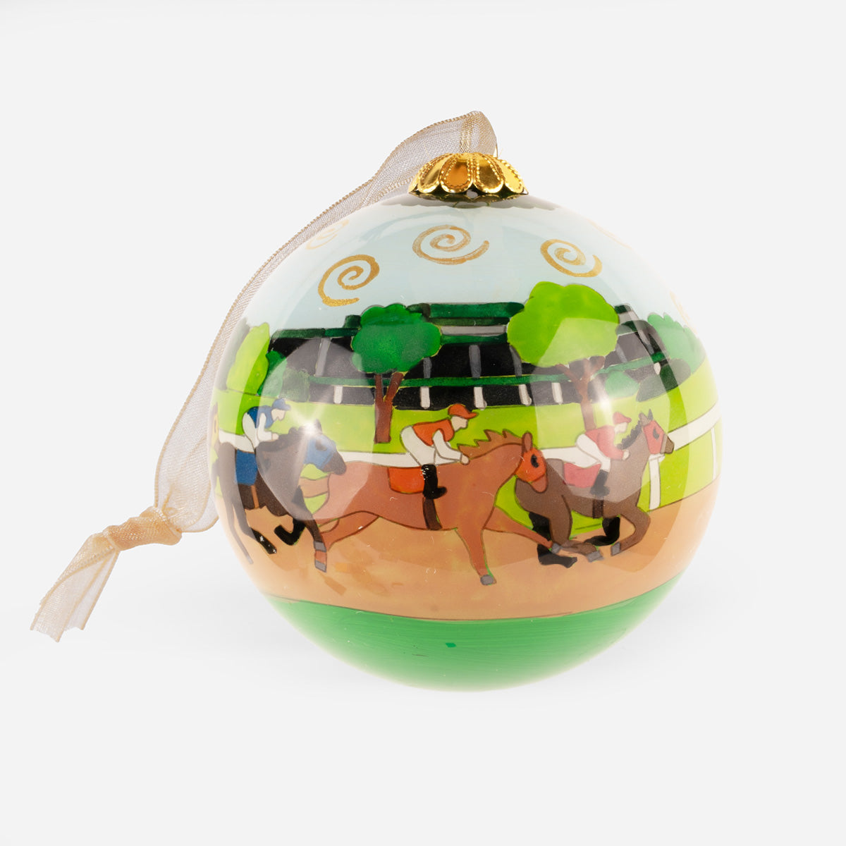 Kitty Keller Keeneland Backstretch Glass Ornament