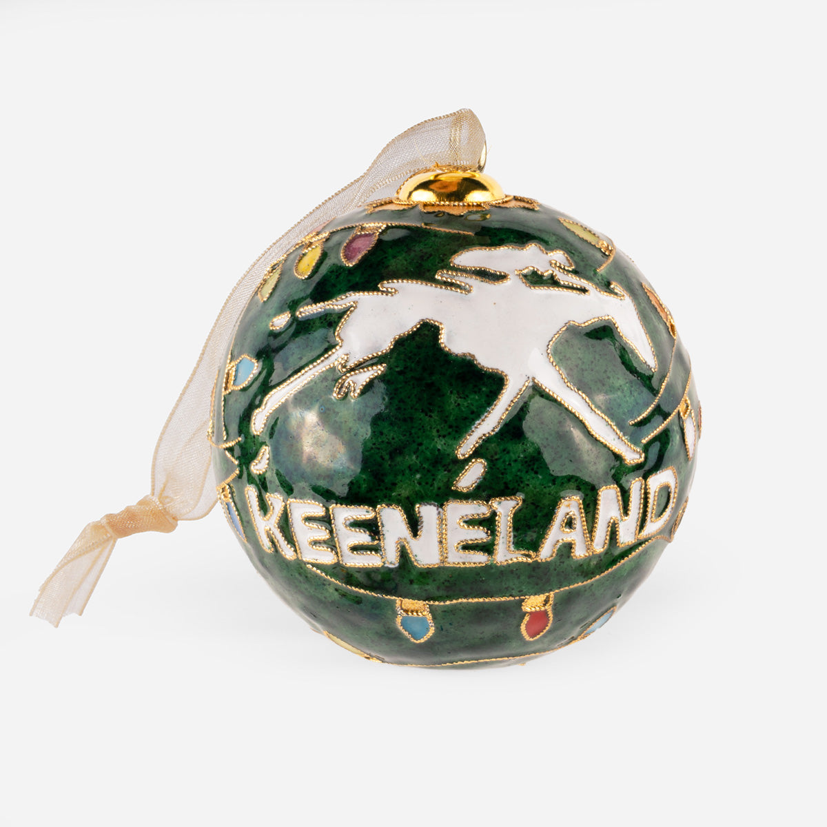 Kitty Keller Keeneland Logo &amp; Lights Ornament