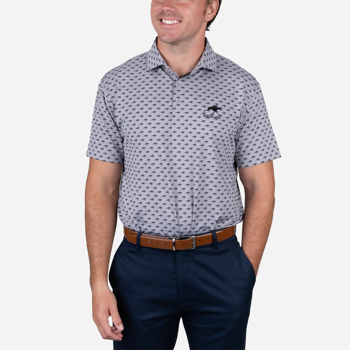 Horn Legend Keeneland Men's Horse Logo Tonal Polo