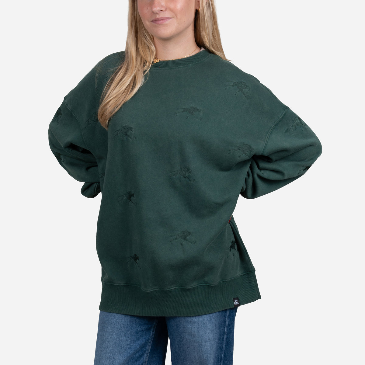 Gameday Social Keeneland Women's All Over Horse Ritter Repeat Lantern Crewneck