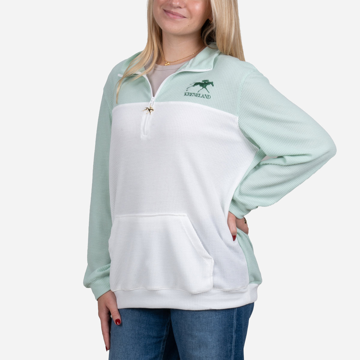 Bits &amp; Bows Keeneland Women's Waffle Knit Pullover