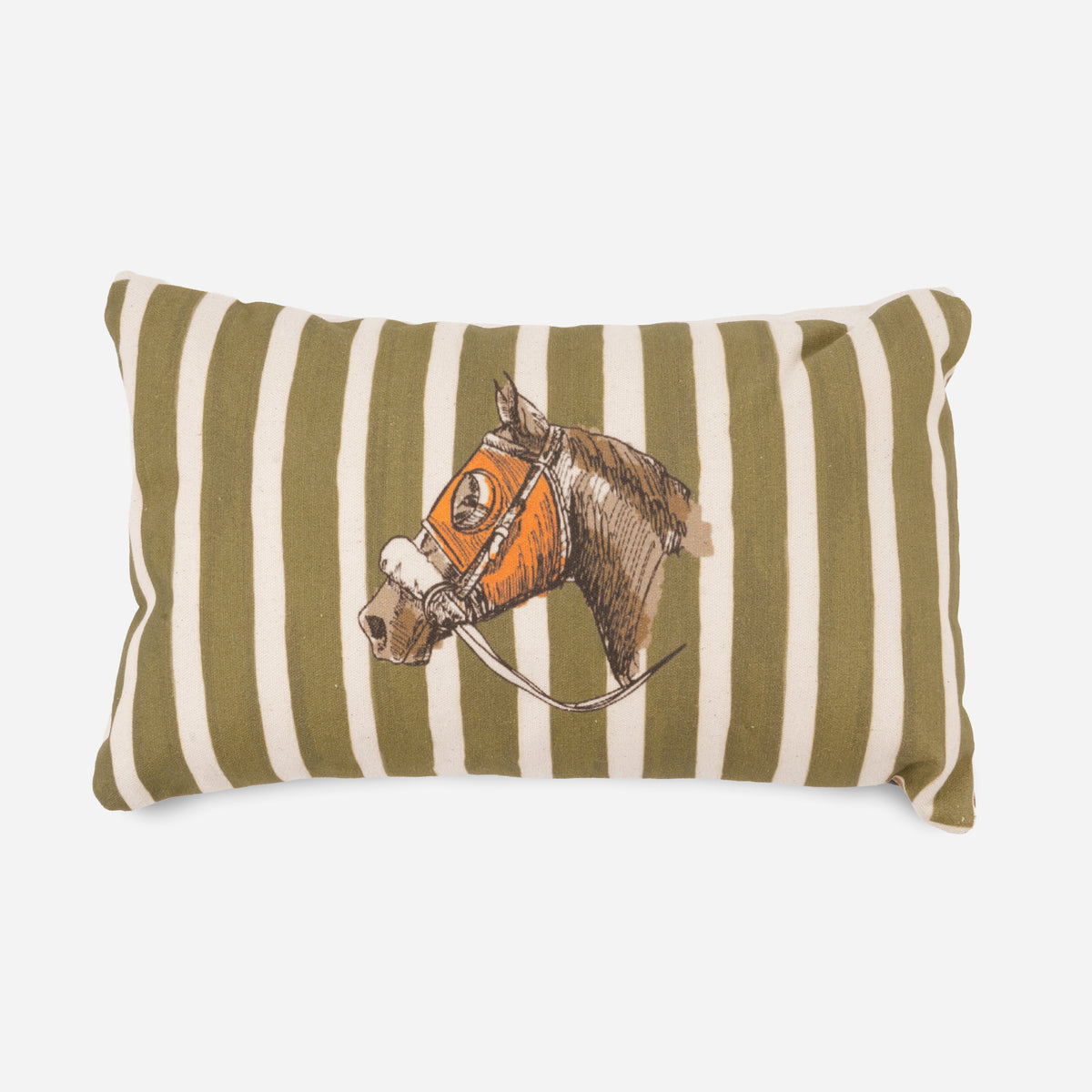 House Of Henry Keeneland Horse Head Stripe Lumbar Pillow