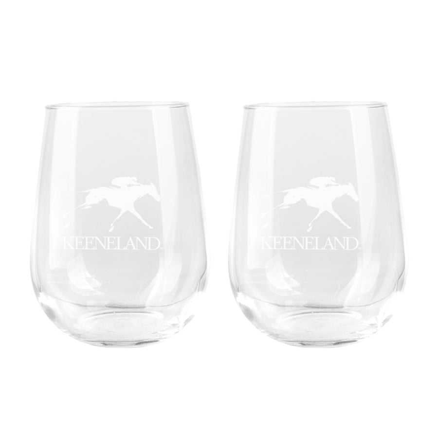 Keeneland Logo Stemless Wine Glass Set